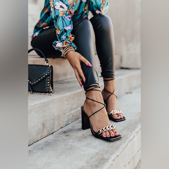 LAICIGO Womens Lace up Heeled Sandals Square Open Toe Chunky Block Heel … - Picture 3 of 9